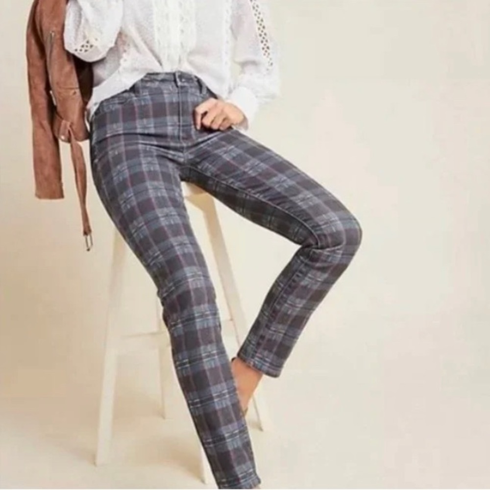 anthropologie black atlantic tartan plaid Paige jeans size 29 NWT